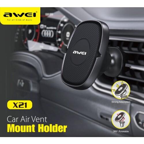 Awei X21 Magnetic Car Phone Holder Metal Mini Mount Stand Holder for Universal Cell Phone Accessories