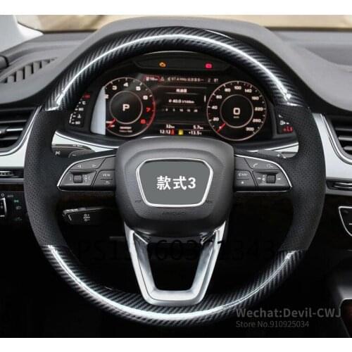 Steering wheel cover for Renault Kadjar Koleos Scenic Fluence Latitude Megane hand-stitched leather suede carbon fiber