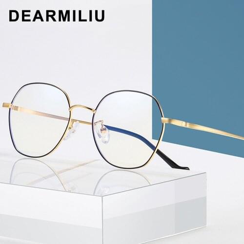 DEARMILIU New Blue light blocking glasses for women and men Polygonal frame Clear vision lens Lightweight texture glasses