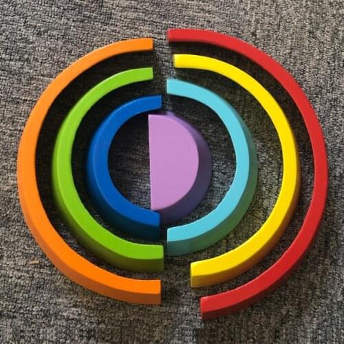 Wooden block rainbow kids children building blocks wooden toys baby early learning montessori educational