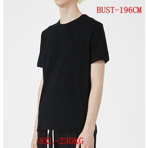 Mens Big T-Shirt Plus Large Size 5XL 6XL 7XL 8XL 230KG Short Sleeve Round Collar Hip Hop Sports T-Shirt Large Size Black