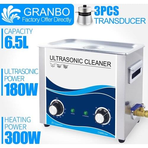 Granbo 6Liter Ultrasonic Cleaner 180W Bath Mechanical Heater Timer Cleaning Machine PCB Bullets Baby Toy Car Chains Hardware