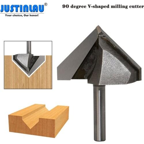 JUSTINLAU 90 Degree V-shaped Milling Cutter End Mill Hss Woodworking Machinery for Slotting Parts of Machines for Working Wood
