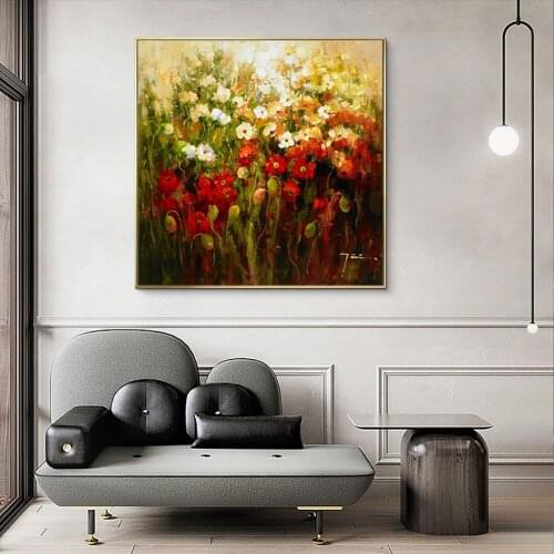 Oil Painting On Canvas Handmade Flowers Landscape Painting For Large Salon Home Decoration Hand-Painted Canvas Wall Art Unframed