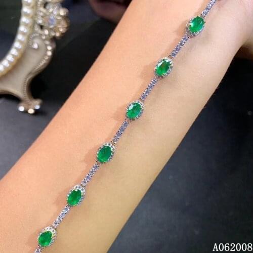 KJJEAXCMY fine jewelry 925 sterling silver inlaid natural emerald bracelet fashion female hand bracelet vintage support test