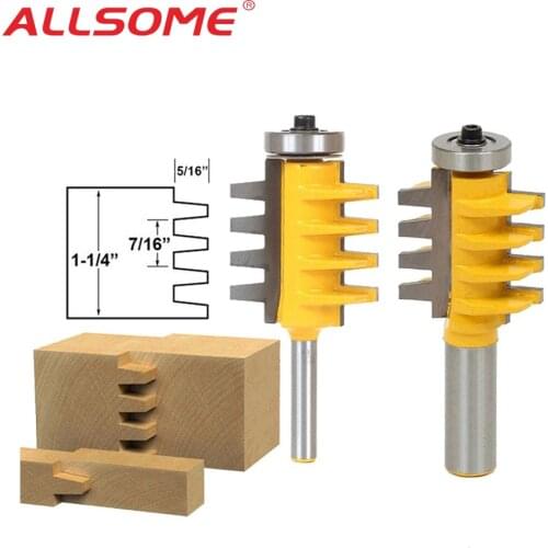 ALLSOME 1/2", 1/4" Shank Rail Reversible Finger Joint Glue Router Bit Cone Tenon Woodwork Cutter Power Tools Wood Router Cutter