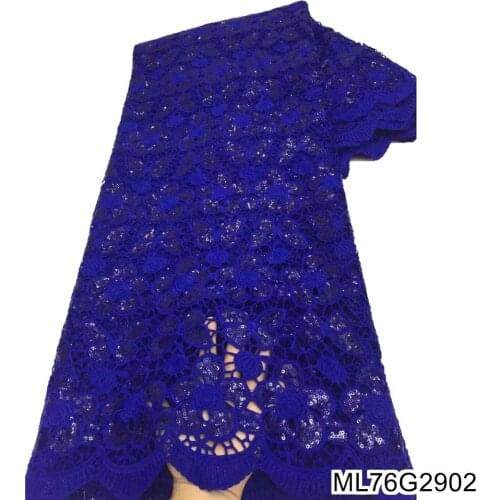 BEAUTIFICAL Nigerian guipure lace fabric with sequins cord laces high quality lace fabric 5yards for wedding party dress ML76G29