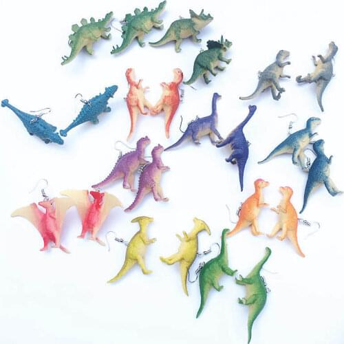 Creative Cute 3D Dinosaur Drop Earrings for Women Handmade Funny Dangle Earring Resin Girl Party Ear Hook Punk Jewelry Wholesale