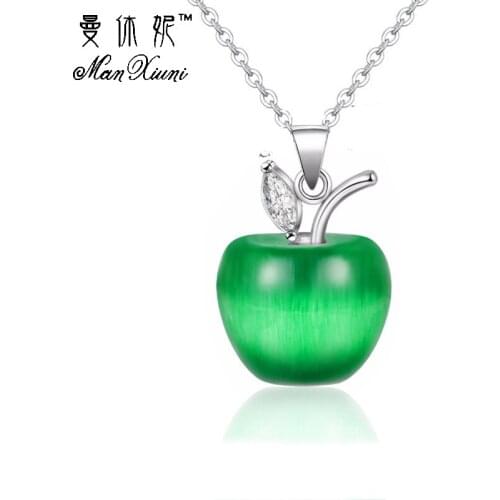 Manxiuni 7 Colors Apple Statement Necklaces for Women Jewelry kolye with RhineStones statement Necklace & Pendientes Orecchini