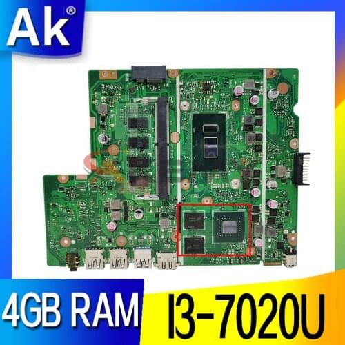 Akemy X540UBR laptop motherboard with I3-7020U CPU 4GB RAM 2GB GPU For ASUS X540UV X540UB X540UBR notebook motherboard mainboard