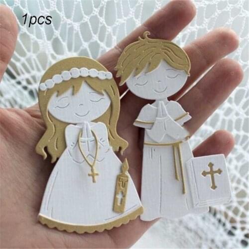 Crafts Metal Steel Cutting Dies New Praying boy girl Stencil For DIY Scrapbooking Paper/photo Cards Embossing Dies