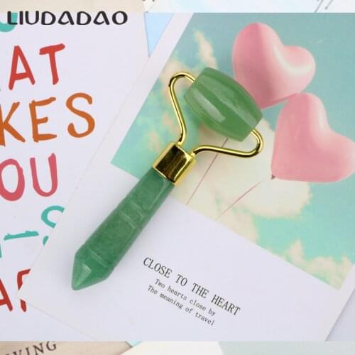 Mini Roller Massager Green Aventurine Roller Smooth Cool Massager Skin Care Tools Rollers Women Beauty Massager