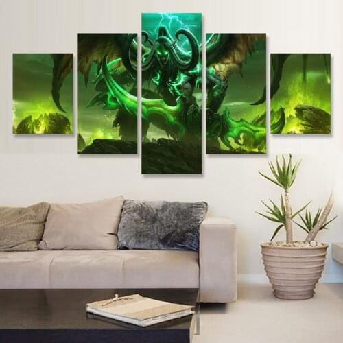 Wow Demon Illidan Stormrage 5 Piece Prints Modular Poster Canvas Painting Wall Art Home Decoration Picture For Hallway