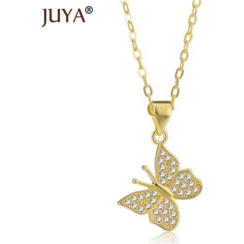 Shining Zircon Rhinestone Lovely Butterfly Pendant Necklace For Women Girls Fashion Jewelry Insect Charms Chain choker necklace