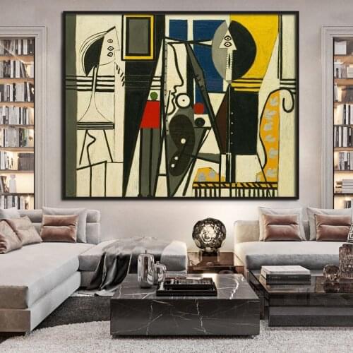 Picassos Painter and Model Oil Paintings Print Canvas Pictures Abstract Wall Art Posters and Prints Replica of Classic Artwork