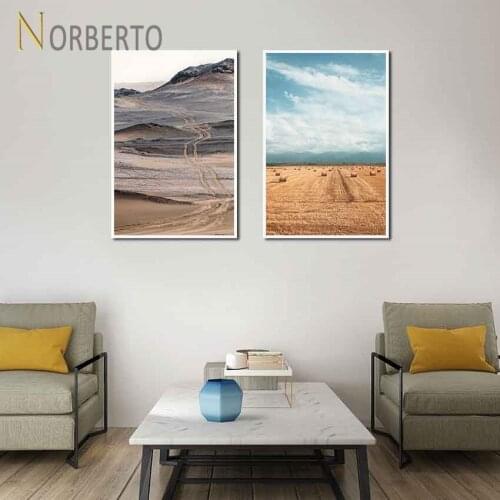 Natural Scenery Canvas Painting Poster Print Wide Wetlands and Golden Open Land for Living Rooms Bedroom Gallery Wall Decoration