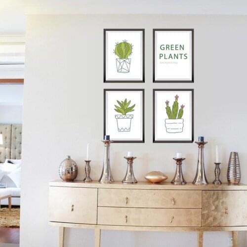 PVC Removable Cactus Bonsai Style Wall Sticker DIY Art Decor Home Living Room Background Wallpaper Hаклейки Hа Cтену