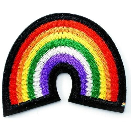 Rainbow (Size:4.0x4.5cm) Iron On Patches Sewing On Embroidered Applique Sewing Clothes Stickers Garment Apparel Accessories