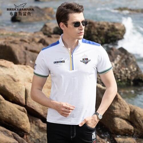 New Summer Men Polo Shirt Cotton Bruce&shark Mens Tees Best Quality Casual Fashion TOP Quality Plus Oversize 4XL Embroidery