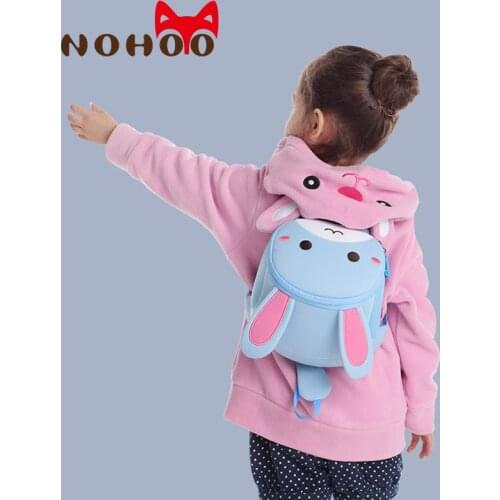 NOHOO Kids Toddler Backpacks with Safety Leash 3D Cartoon Rabbit Children School Bags Anti-lost Kids Backpack for Boys Girls