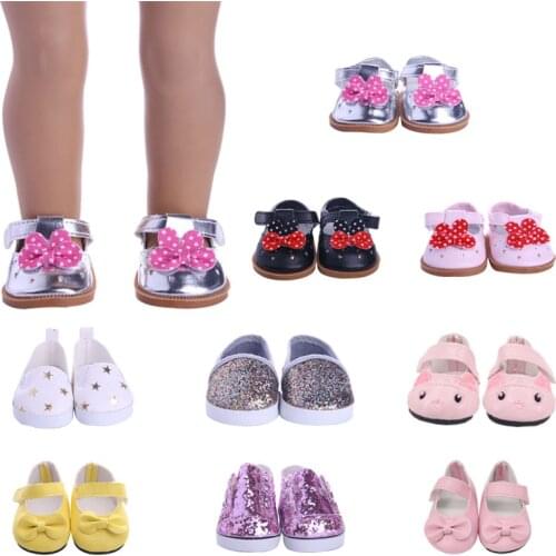 Cute Bow Cat Shoes For 18 Inch American Dolls And 43cm Baby New Born Doll Accessories,Our Generation, Childrens Toys
