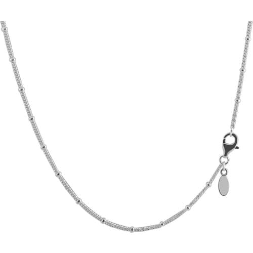 Silver Beaded Necklace Chain Fits For Beads & Charms DIY Chain Fashion Female Necklace Sterling Silver Jewelry