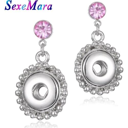 Earring Jewelry 12mm Snaps Button Fashion DIY Charms Zircon Design Snaps Earrings Jewelry E015