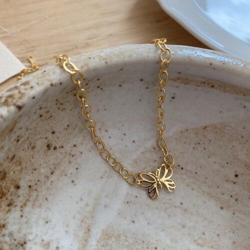 SHANICE S925 sterling silver Hollow butterfly choker Pendant Necklace Women ins niche minimalism Ladies Girl Holiday Wedding