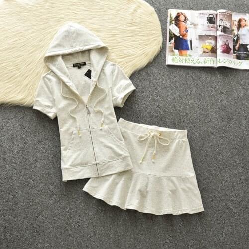 Summer Cotton Tracksuit A-Line High Waist Pleated Mini Skirt Womens Hoodies Fashion Slim Waist Casual Mini Skirts 618