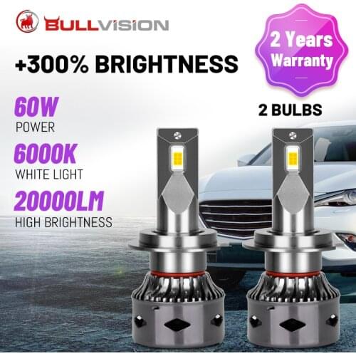Bullvision H7 LED Headlight 20000LM Canbus Error Free H4 H11 H8 H9 9005 9006 HB3 HB4 Two-sided CSP Chip For BMW Audi VW No Error