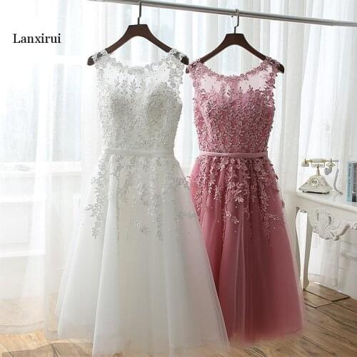 Night party Dresses Applique Pearls Women Short Formal Prom Party Gown white dress