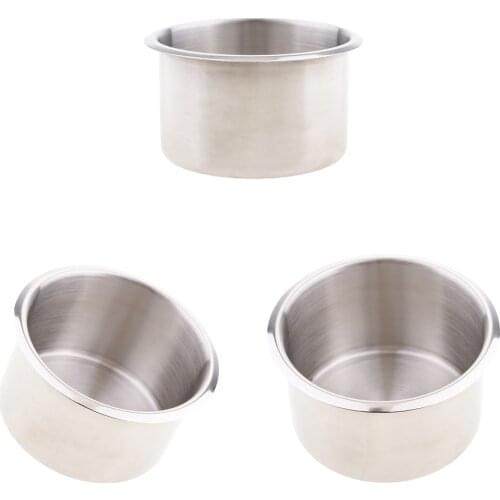 3x Stainless Steel Beverage Cup Recessed Drink Silver 90mm, NEW