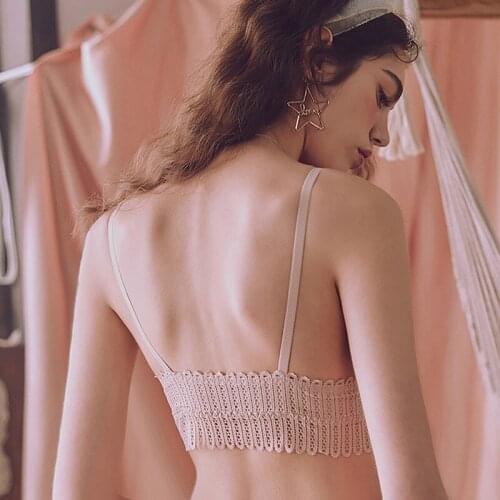 Lace Back Front Button Underwear WomenS Brassiere Gathered With Accessory Breasts Adjustable Rimless Bra Small Chest Sexy