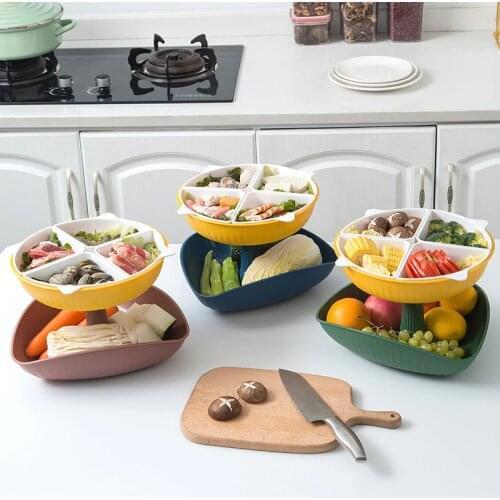 1Pc Fashion Plastic Double Layers Drain Basket Kitchen Food Cleaning Colander Vegetable Fruit Storage Strainer