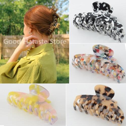 1PC Solid Acetate Claw Clip Large Barrette Crab Hair Claws Bath Clip Ponytail Clip for Women Girls Hairpin Hair Accessories Gift