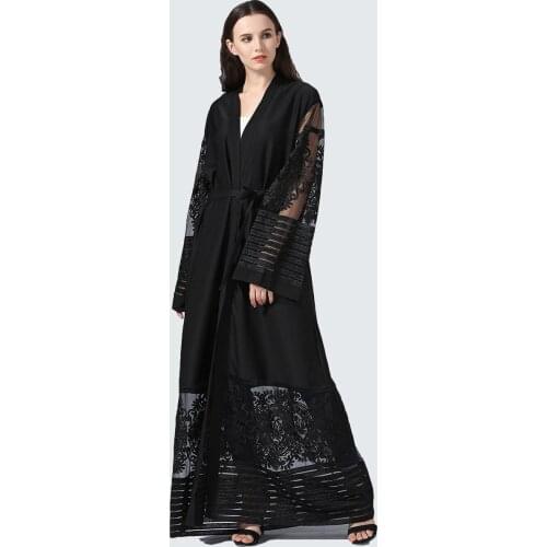 2020 Plus Size Autumn Blusas Mujer De Moda Abaya Women Long Chiffon Lace Cardigan Kimonos Mujer Roupa Korean Fashion Clothing