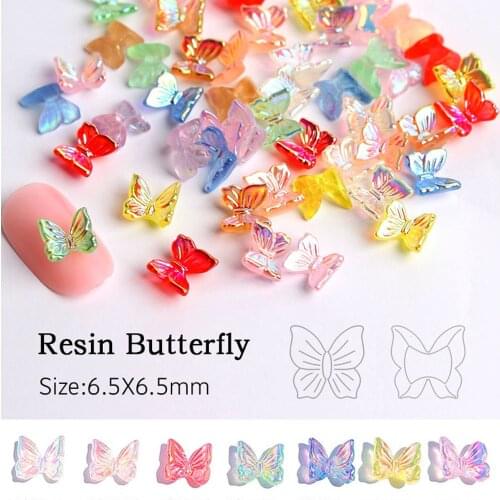 30Pcs 3D Resin Butterfly Glitter AB Nail Art Decorations Charm DIY Polish Manicure Nails Art Accessories