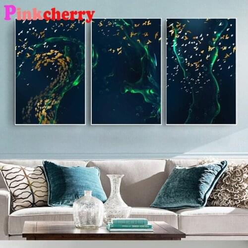 5D Diy Diamond Painting 3 pieces Abstract Contemporary Triptych Diamond Embroidery Mosaic Full Square Round Drill