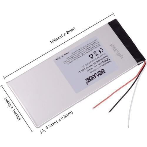 NTC 3wire 3263156 3.7V 5000mAh Rechargeable li Polymer Li-ion Battery For Tablet PC CHUWI Hi8 hi8 pro xv8 DVD DVR 3565155