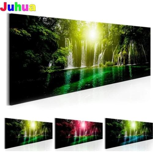 Forest Waterfall 5D Diy Diamond Painting full round square landscape diamond Embroidery gift Mosaic stitch Modern Scenery decor