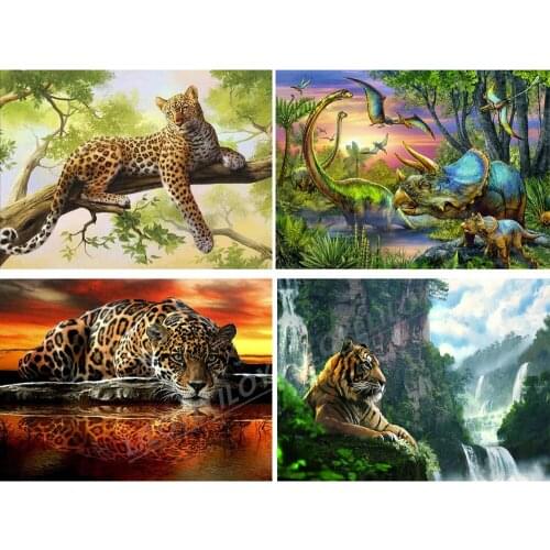 DIY 3D Diamond painting leopard 5d Diamond mosaic Full Square /round Diamond embroidery animal Christmas Home Decoration FG1590