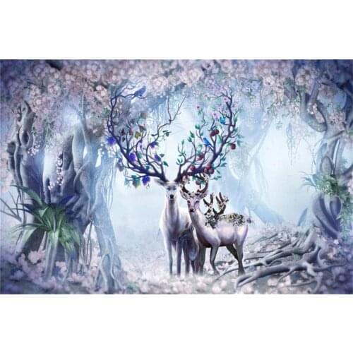 Jmine Div 5D Magic Elk Deer Flower Full Diamond Painting cross stitch kits art High Quality Animal 3D paint by diamonds