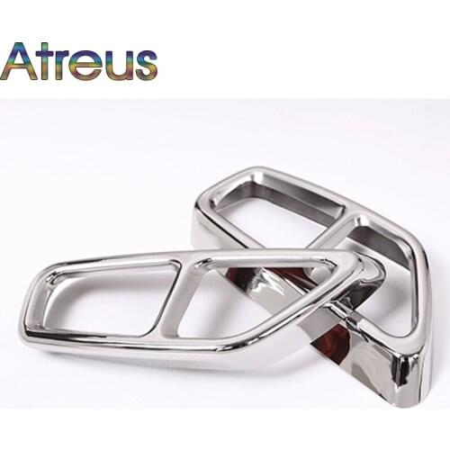 Atreus 1Pair Car Exhaust pipe Tail Throat Modified Stainless Steel Stickers For BMW G30 2017 2018 New 5-Series Accessories