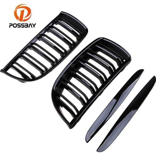 POSSBAY Gloss Black Front Kidney Grills Car Racing Grille for BMW 3-Series E90 320si/323i/325d/M3 Sedan 2005-2008 Pre-facelift