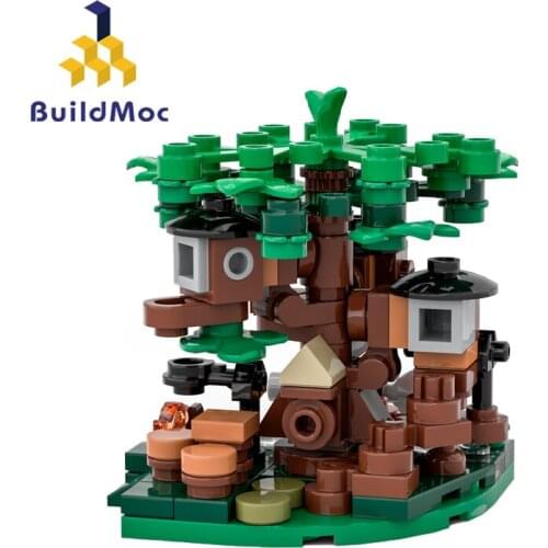 Buildmoc City Street View Mini Tree House 104PCS Bricks MOC Model Building Blocks Toys for Children DIY Toy Kids Gifts for Boys