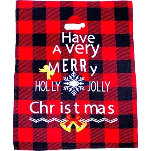 Hot Sale Red Plaid Christmas Deer Snowflake Printing Decorative Stool Mat Christmas Chair Cover