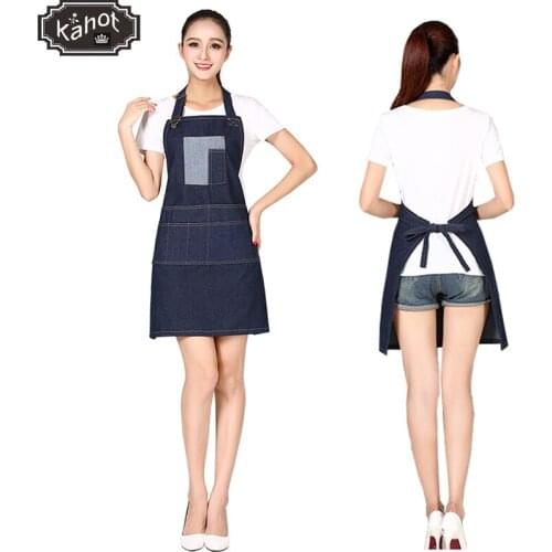 1pc Unisex Pro Salon Hairdressing Denim Apron Retro Hair Cutting Barber Capes Splice Workwear Cloth with Tool Pockets
