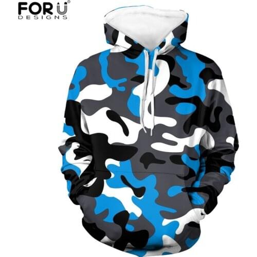 FORUDESIGNS Army Camouflage Backgrounds Women Hooded Sweatshirts Tops Autumn Spring Clothing for Lady Female Tracksuit Clothes