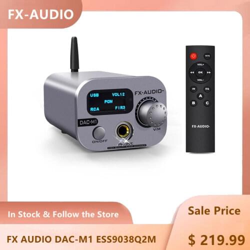 FX-AUDIO DAC-M1 Decoder Bluetooth 5.0 APTX ESS9038Q2M 32Bit 768kHz DSD512 USB DAC Headphone Amplifier with Remote