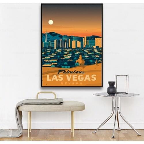 City Landscape Canvas Wall Art Painting Poster and Prints Las Vegas Travel Posters for Living Room Home Decor
